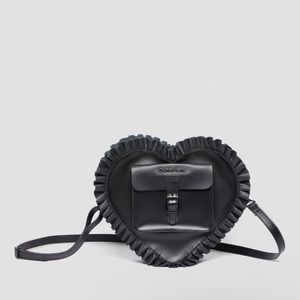 New Dr. Martens Heart Shaped Ruffle Leather Convertible Backpack Bag